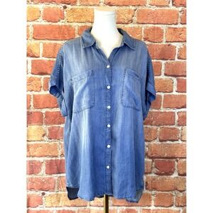 Chambray Button-Front Shirt